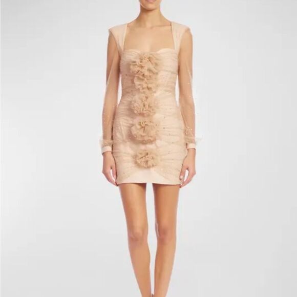 Badgley Mischka Party Crystal-Embellished Mini Dress Blush Size 2 NWT $595 - Picture 2 of 7